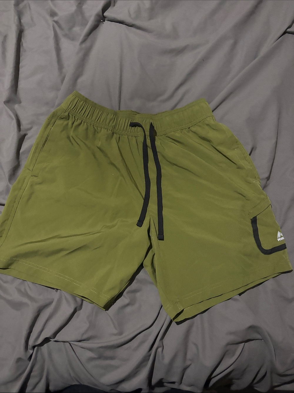 RBX Olive Green Athletic Shorts with Black Drawstring